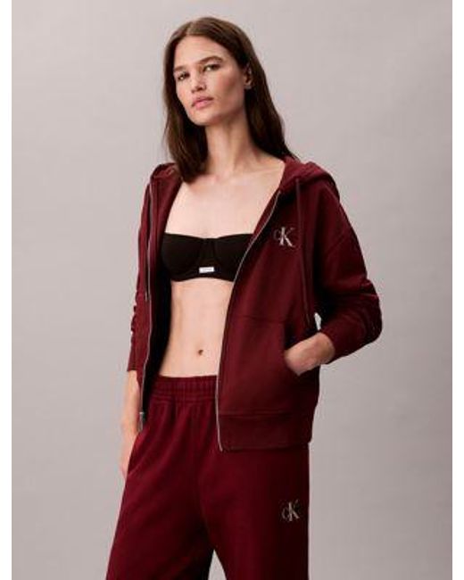 Pantalón deportivo de felpa de algodón con monograma Calvin Klein de color Red