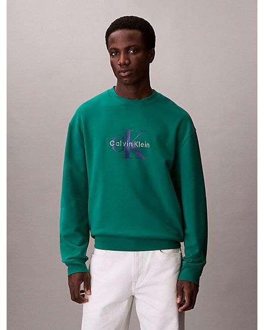 Calvin Klein Green Jeans Oversized Monogram Sweatshirt for men