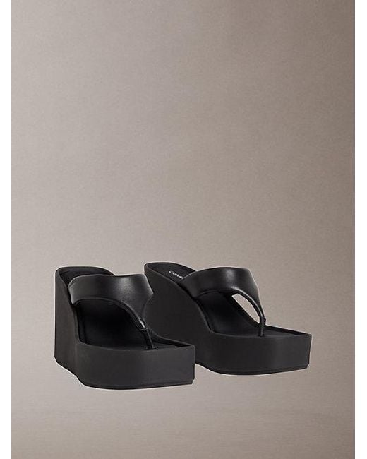 Calvin Klein Multicolor Melia Leather Platform Wedge Sandals