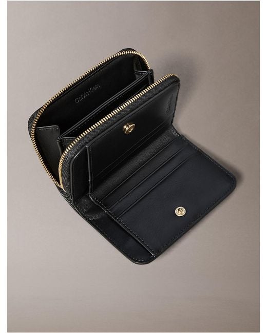 Calvin Klein Gray Minimal Monogram Zip Flap Wallet