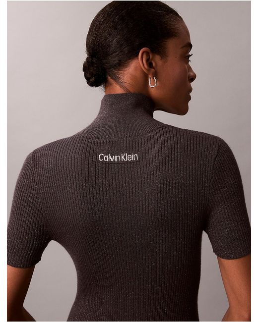 calvin klein metallic sweater dress Calvin Klein Women's Belted Metallic Colorblocked Sweater Dress (S,  Black/Gold)