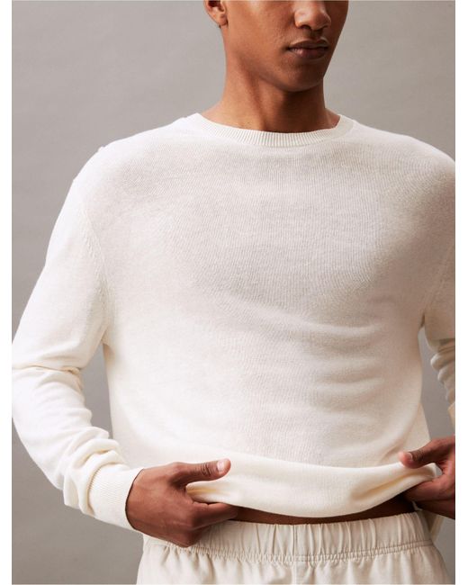 Calvin Klein Natural Linen Blend Crewneck Sweater for men