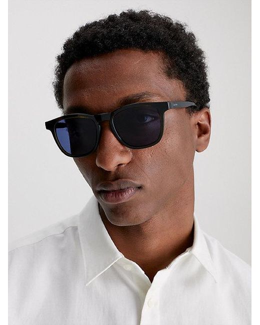 Calvin Klein Blue Rectangle Sunglasses for men