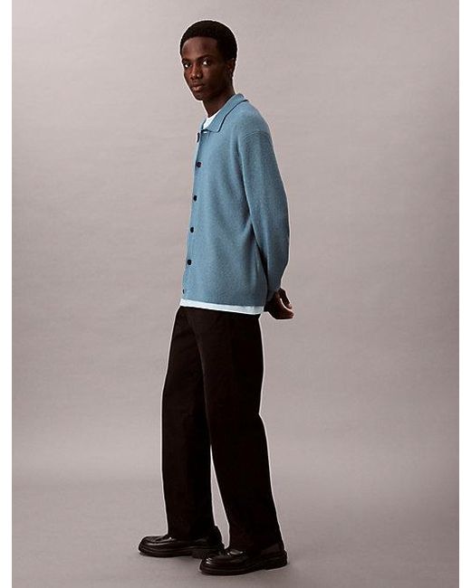 Calvin Klein Lockerer Cardigan Aus Bouclé-Wollmischung in Blue für Herren