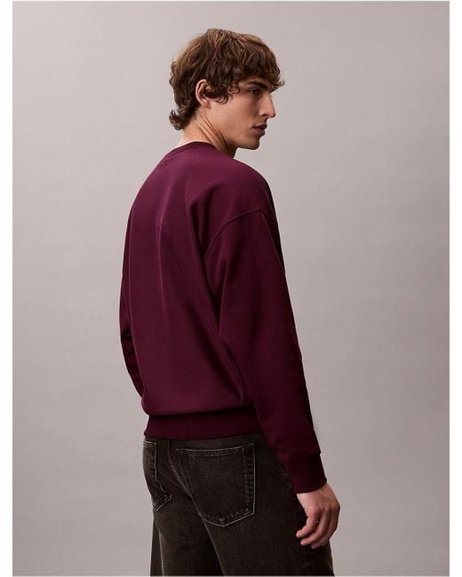 Calvin Klein Red Fleece Monologo Relaxed Sweatshirt for men