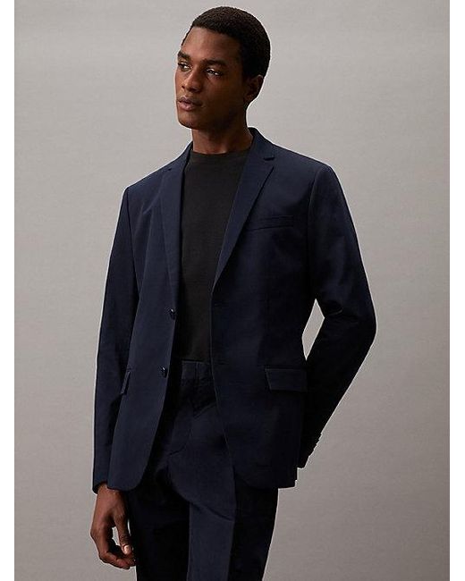 Blazer slim de satén elástico Calvin Klein de hombre de color Blue