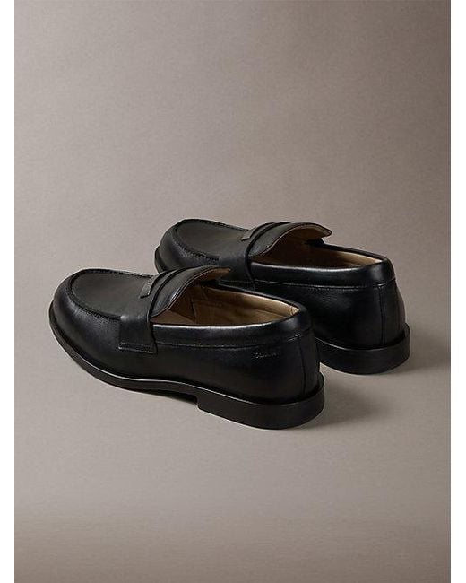Calvin Klein Gray Theo Leather Penny Loafers for men