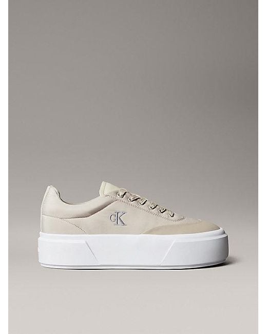 Calvin Klein Metallic Leather Signature Logo Platform Trainers