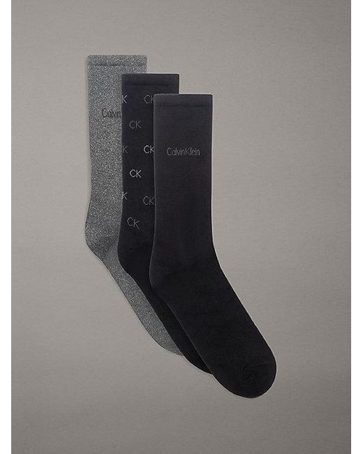 Calvin Klein Cadeauset 3 Pack Metallic Crew Sokken in het Black