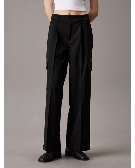 Calvin Klein Black Relaxed Tailored Cargo Trousers