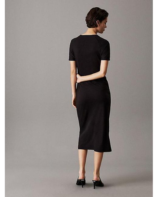 Calvin Klein Black Schmales Midi-T-Shirt-Kleid