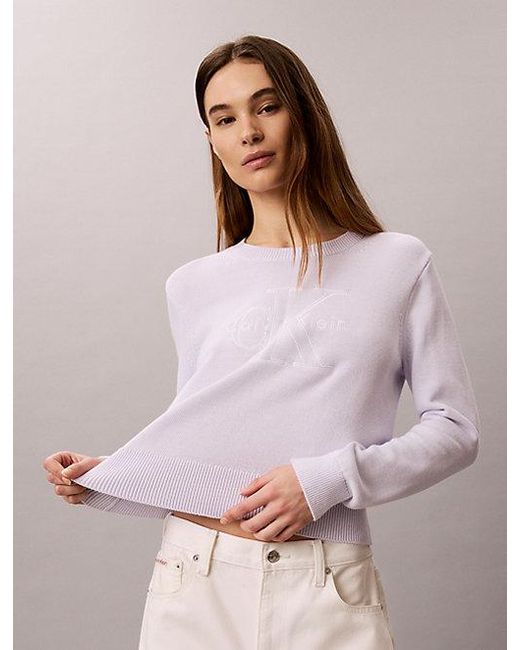 Calvin Klein Purple Jeans Monologo Outline Jumper