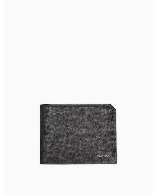 Calvin Klein Black Matte Saffiano Leather Bifold Wallet for men