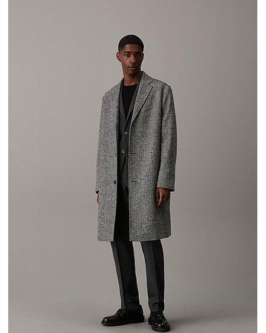 Calvin Klein Relaxed Visgraat Jas in het Gray voor heren