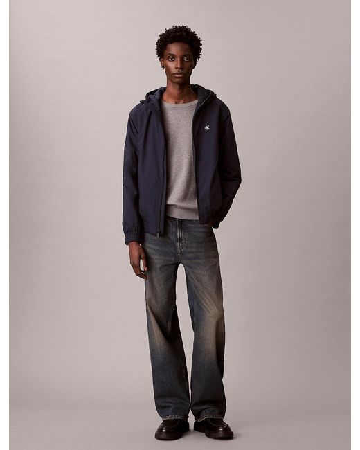 Calvin Klein Blue Hooded Ripstop Jacket for men