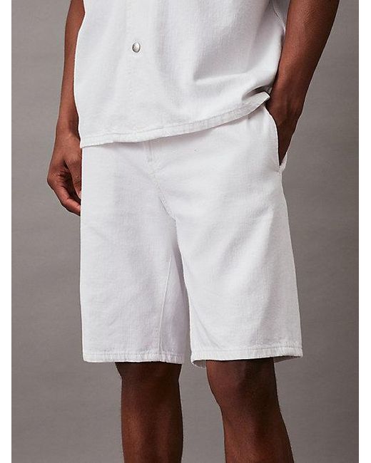 Calvin Klein Denim Trouser Korte Broek in het White voor heren
