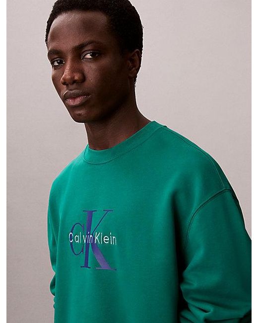 Calvin Klein Green Jeans Oversized Monogram Sweatshirt for men