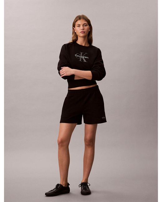 Calvin Klein Black Jeans Cotton Terry Jogger Shorts