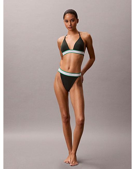 Calvin Klein Multicolor Halter Triangle Bikini Top Ck Icon