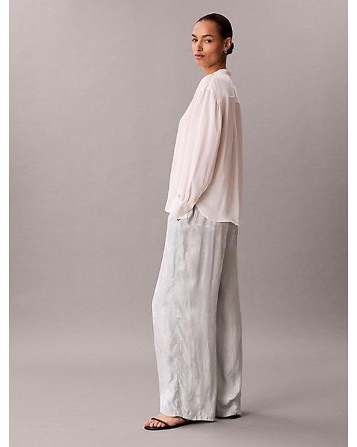Calvin Klein Multicolor Viscose Jacquard Floral Trousers
