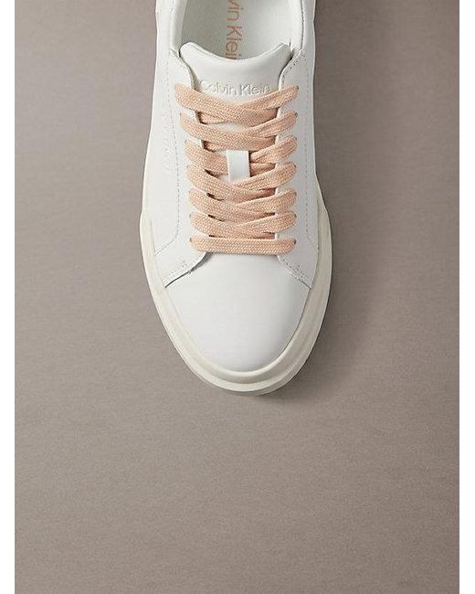 Calvin Klein Metallic Leather Durable Traction Chunky Trainers