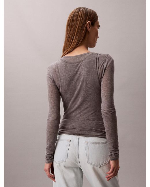 Calvin Klein Brown Wool Blend Double-Layer Top