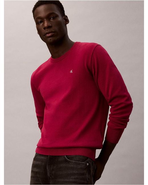 Calvin Klein Red Calvin Klein Smooth Cotton Sweater for men