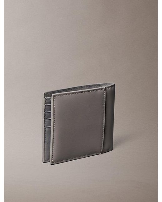 Calvin Klein Gray Embossed Monologo Bifold Wallet for men