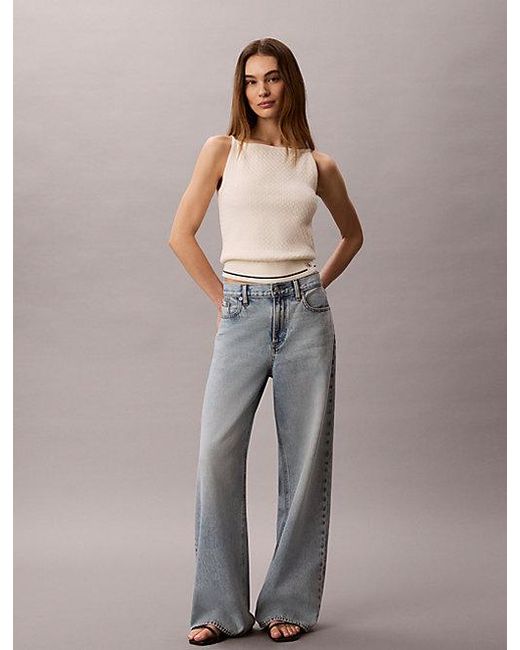 Calvin Klein Gray Jeans Slim Cable Knit Tank Top