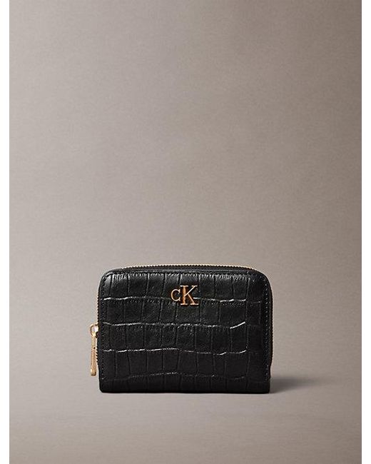 Calvin Klein Gray Leather Croc Effect Rfid Wallet