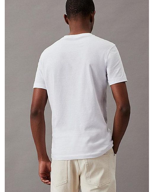Calvin Klein White Jeans Slim Monogram Pocket T-Shirt for men