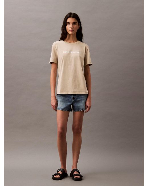 T-Shirt Con Logo di Calvin Klein in Brown