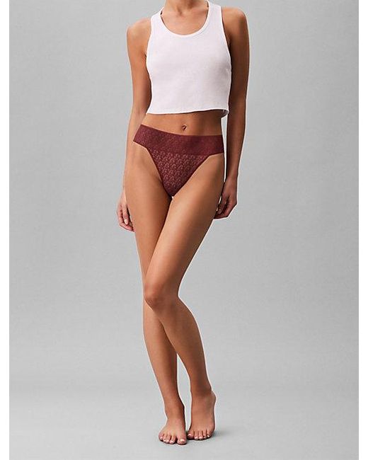Calvin Klein White Thong Microfibre Lace