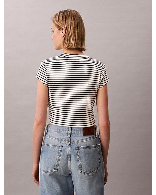 Calvin Klein Gray Jeans Slim Ribbed Stripe T-Shirt