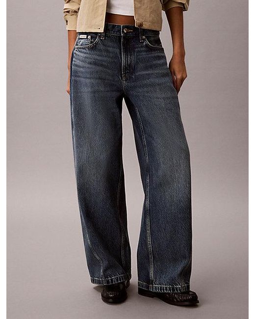 Calvin Klein Blue Jeans Low Rise Twisted Baggy Jeans