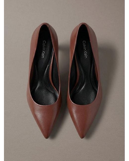 Calvin Klein Brown Leather Stiletto Pumps