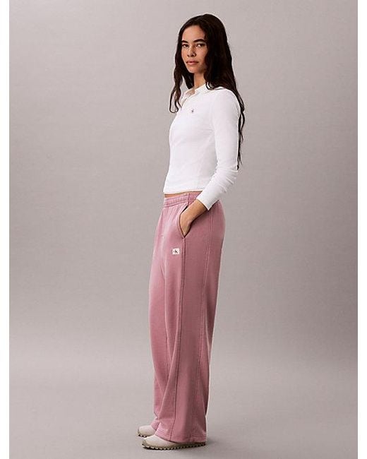 Calvin Klein Pink Jeans Monologo Woven Terry Sweatpants