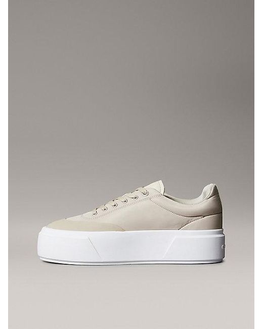 Calvin Klein Metallic Leather Signature Logo Platform Trainers