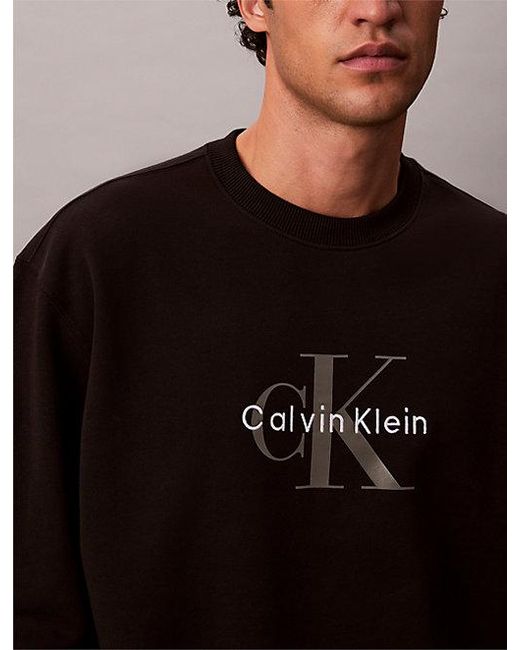 Calvin Klein Black Jeans Oversized Monogram Sweatshirt for men