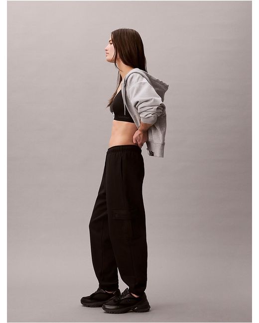 Calvin Klein Black Calvin Klein Monogram Fleece Cargo Joggers