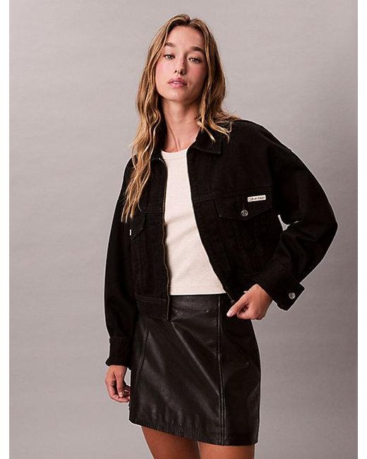 Calvin Klein Multicolor Jeans Cropped Zip Up Denim Jacket