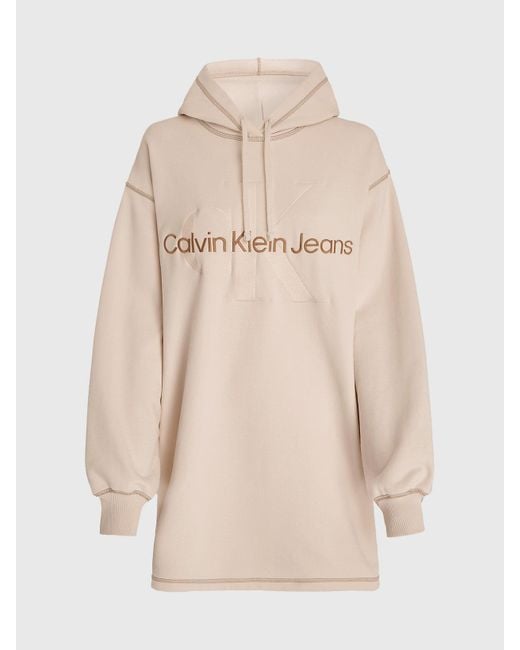 Calvin Klein Natural Oversized Hooded Sweatshirt Dress