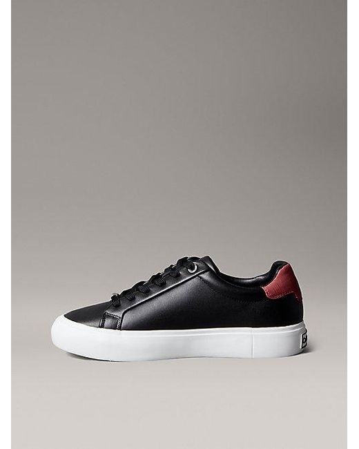 Calvin Klein Gray Smooth Leather Embossed Logo Trainers