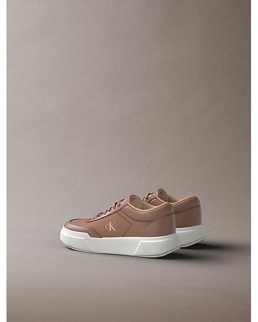 Calvin Klein Gray Leather Durable Traction Chunky Trainers