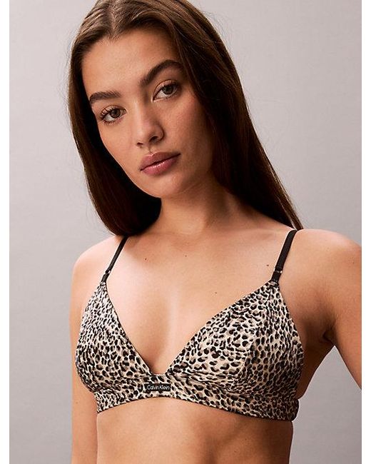 Calvin Klein Brown Unlined Triangle Bra Signature Satin