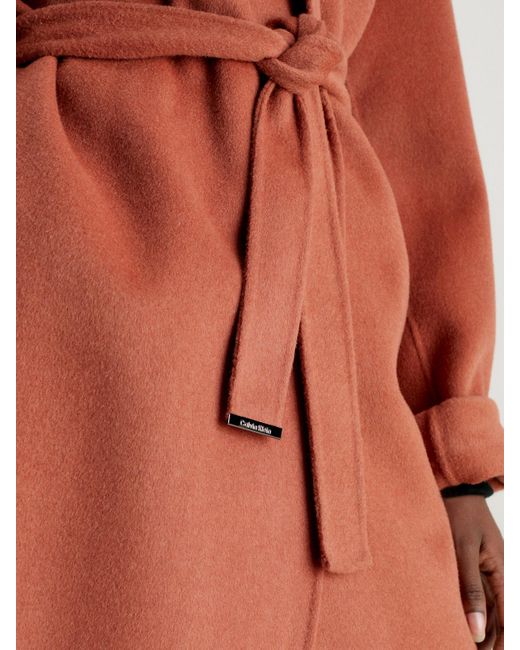 Calvin Klein Red Wool Belted Wrap Coat for men