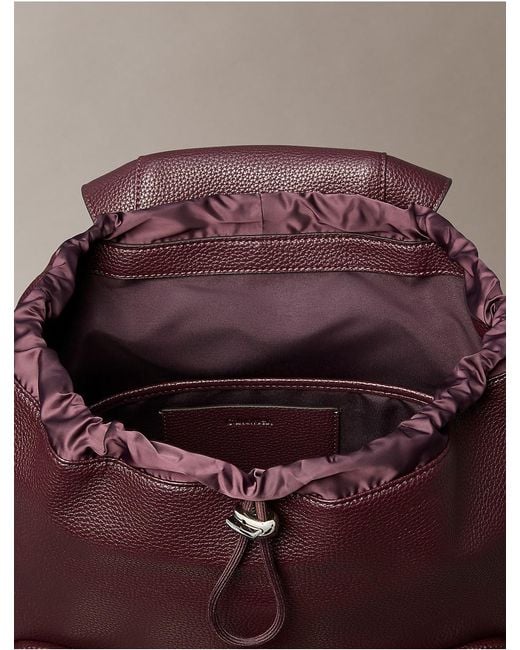 Calvin Klein Purple Logo Strap Flap Backpack