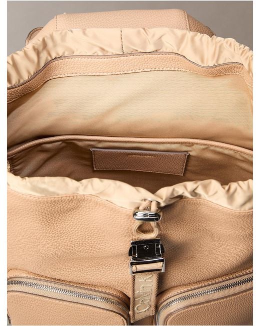 Calvin Klein Natural Logo Strap Flap Backpack