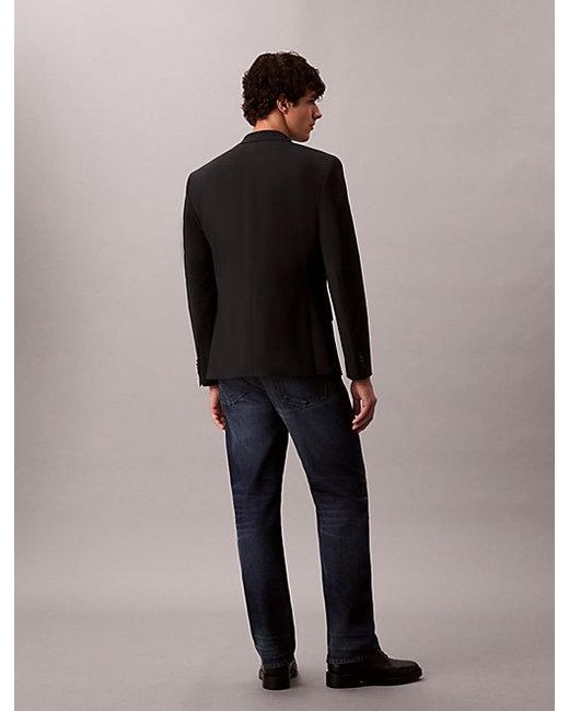 Calvin Klein Black Slim Tropical Wool Blazer for men