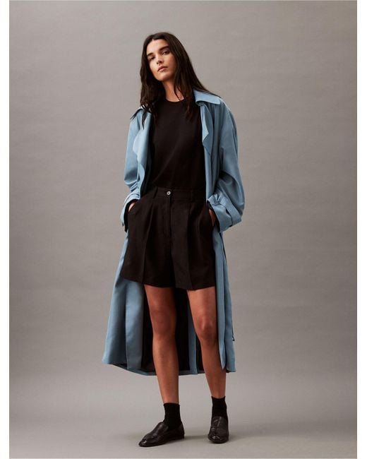 Calvin Klein Blue Relaxed Trench Coat